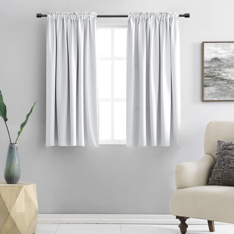 DONREN Greyish White Rod Pocket Curtain Panels Thermal Insulated Room Darkening Curtains for Bedroom (42 Width x 54 Length,2 Panels) - Image 1